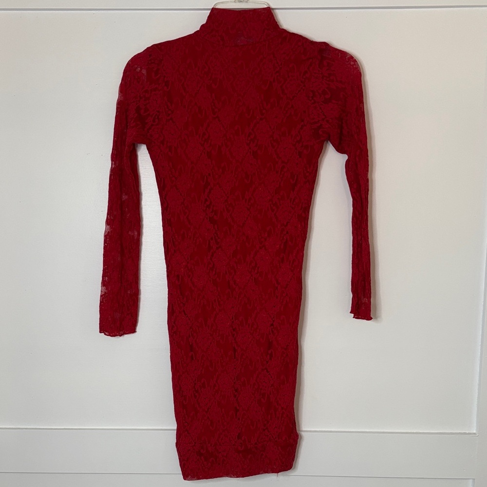 Elegant Red Lace Dress with sexy open back size XS